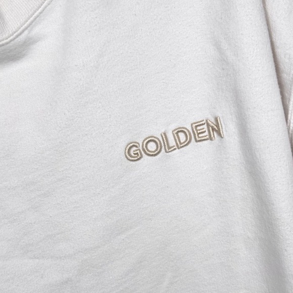 MEJURI Sweatshirt Size XL Cream Golden Logo Pullover Casual Athleisure - Picture 4 of 10